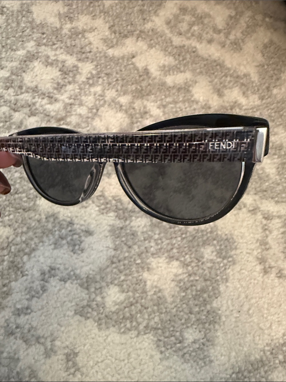 Fendi Black FF-Pattern (Prescription) Sunglasses with Logo Accent
